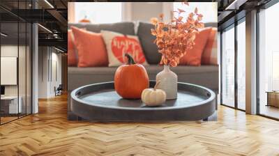 Fall home decor in gray and orange tones Wall mural