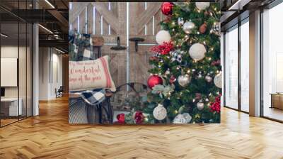 Rustic style Christmas decor - vertical Wall mural