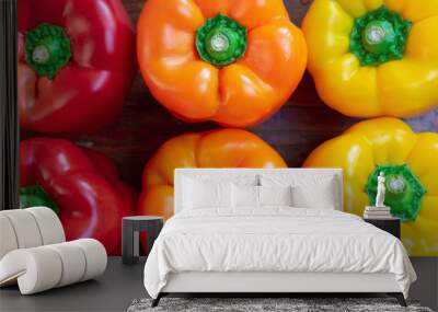 Top view of  colorful bell peppers Wall mural