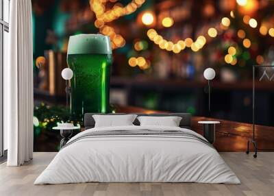 Cozy Irish Pub Saint Patrick's Day Background with Green Beer

 Wall mural