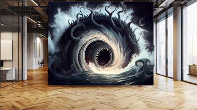 megalodon eldritch horror, AI generated Wall mural