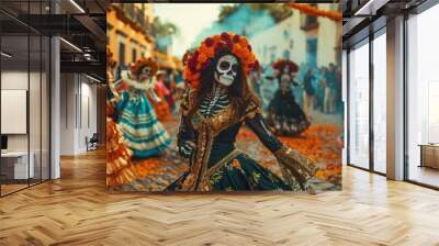 Spirit of Dia de los Muertos in Oaxaca's Bustling Mercado

 Wall mural