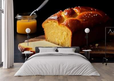 Tsoureki: Greek Easter Sweet Brioche Bread with Orange Zest and Anise Wall mural