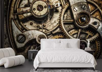 Rustic gear clock mechanism Wall mural