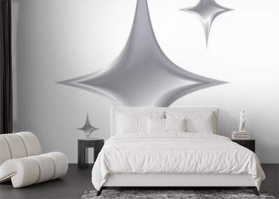 chrome silver star on white transparent background emoji 3d style so cool png or vector Wall mural