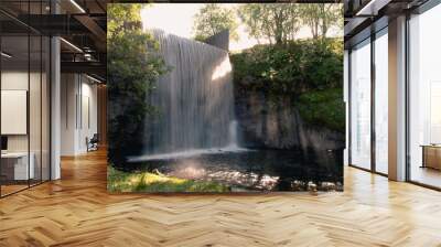 Greenock Cut Waterfall. The Greenock Cut is a 9 km-long aqueduct around Dunrod Hill above Greenock in Scotland. Long exposure, soft focus. Wall mural