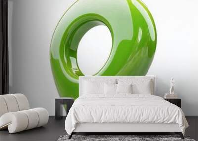 Abstract green location pin icon in 3d glossy style with modern design on white background . Wall mural