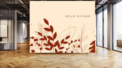 Hello Autumn banner, background Wall mural