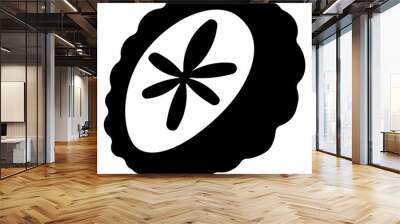 Chinese mooncake icon. white black silhouette. An Asian pastry traditionally consumed during the Mid-Autumn Festival along with Chinese tea. line doodle coloring . Element, simple symbol Wall mural