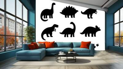 black dinosaur silhouettes for kids Wall mural