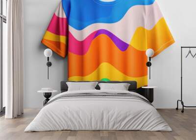 Colorful t-shirt with a rainbow wave pattern. Wall mural