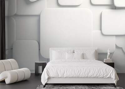 Elegant abstract background of overlapping white squares, creating a three-dimensional effect for a modern look. Wall mural