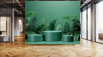 Green product display podium. Pine concept. 3D rendering --ar 3:2 --v 6 Job ID: dd304c61-e5e8-4e98-93af-d4d230d8d457 Wall mural