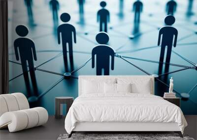 human resources strategy concept network of interconnected people management and leadership abstract illustration  Wall mural