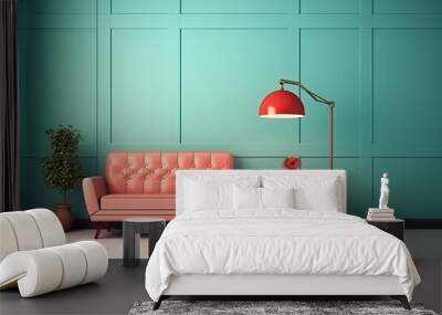 scandinavian retro interior design in bright vintage colors Wall mural