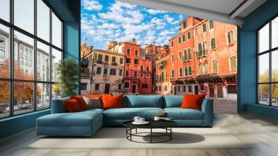 Small Venetian square Campo San Stin. The residential area of Venice, Italy. Wall mural