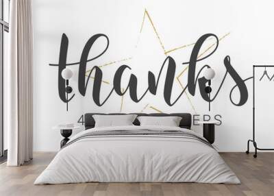 Vector Stock Illustration. Handwritten Lettering of Thanks 400K Followers. Template for Banner, Card, Post, Poster, Sticker or Social Media. Objects Isolated on White Background. Wall mural