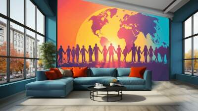 Society or global social community illustration background. Support each other, stay together concept, world diversity Wall mural