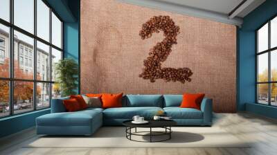 Number 2 from coffee beans Wall mural