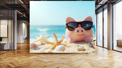 The Piggybank on the Beach Wall mural