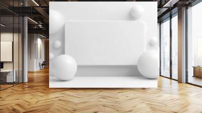 White balls and blank paper on white background. Wall mural