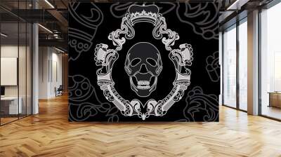 skull shield background. vector illustration for web Wall mural