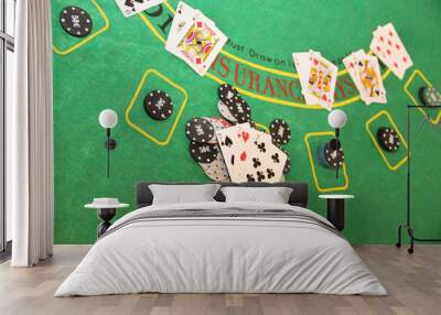 playing cards and chips Wall mural