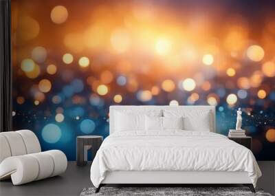 glowing orange and blue bokeh background ai Wall mural