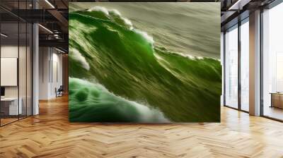 olive green ocean gentle breeze wave during summer tide abstract sea nature background Wall mural