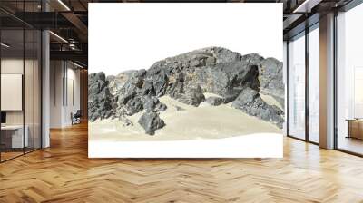 Cut out rocks on sand beaches landscape 3d rendering png Wall mural