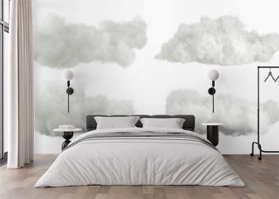 Fluffy clear white clouds cut out transparent backgrounds special effect 3d rendering png file Wall mural