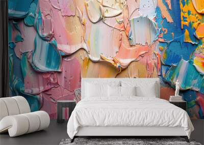 Fragment of multicolored texture painting. Abstract art background.  Wall mural