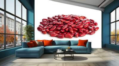 Heap of Uncooked Kidney bean or Red beans isolated on white background. Wall mural