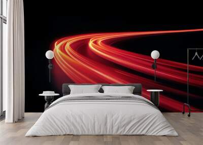 abstract red light trails  Wall mural