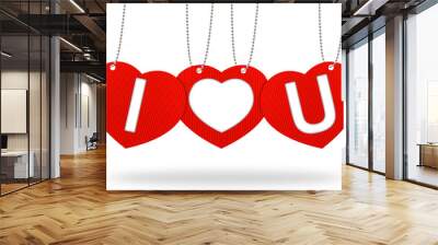 heart valentine tag label with corrugated paper craft on white b Wall mural