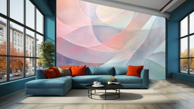 Abstract shapes in soft pastels with a silky texture, creating a smooth, elegant composition. Wall mural