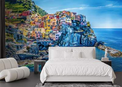 The picturesque coastline and colorful buildings of the Cinque Terre, Italy. Wall mural