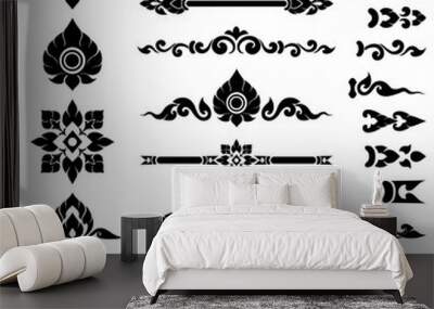 Thai Art Decorative Element in Borderline style for Religion of Buddhism and Hinduism  Wall mural