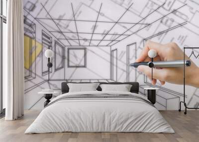 engineering and architecture drawings  Wall mural