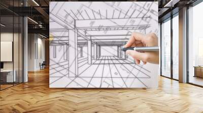 engineering and architecture drawings  Wall mural