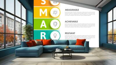 Infographic design template with SMART concept. cab be used for presentation, banner, graphic and diagram.Infographic business with 5 option, parts, step for process. Abstract template. Wall mural