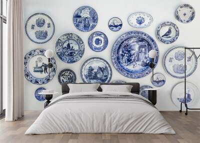 Keukenhof. Holland MAY 9, 2016. Decorative plates from Holland. Dutch souvenir on the wall. Wall mural