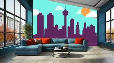 Calgary skyline silhouette flat design vector illustration Wall mural