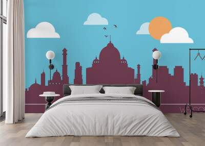 india skyline silhouette flat design vector Wall mural