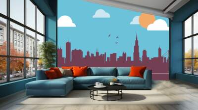 Los Angeles USA skyline silhouette flat design vector Wall mural