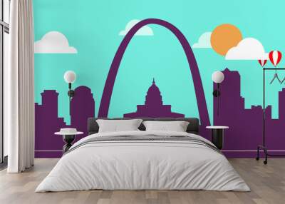 St. Louis skyline silhouette flat design vector illustration Wall mural