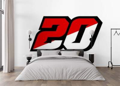 20 Number Racing star isolated on white background Wall mural