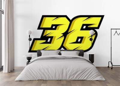 Racing number 36 logo with a white background Wall mural