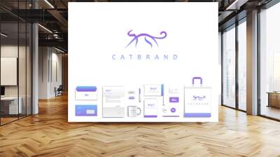 Vector artistic corporate identity template with cat logo and Wall mural