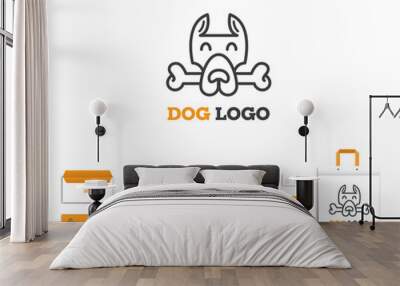 Vector artistic corporate identity template with dog logo and Wall mural